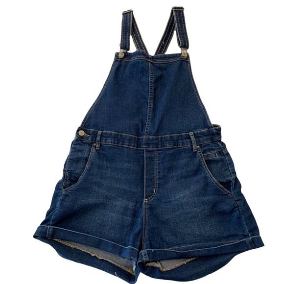 DIVIDED Blue overall shortall denim shorts. Size 12 - Picture 1 of 9